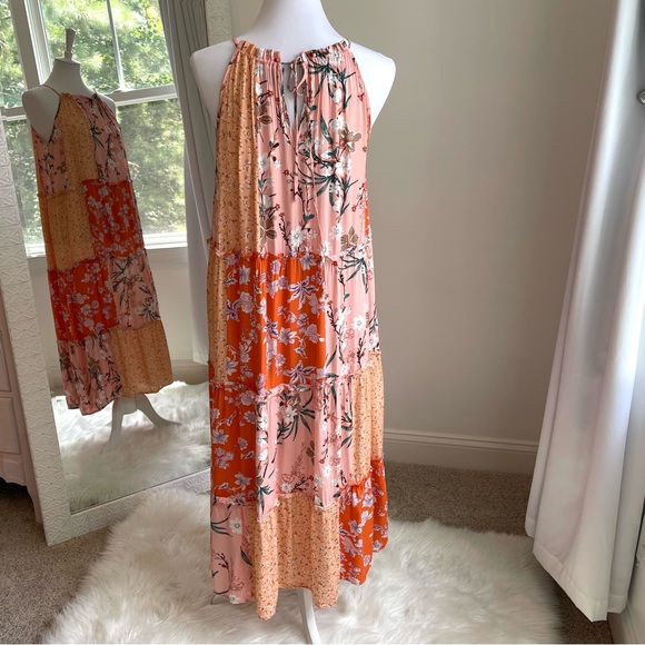 GiGiO Patchwork Floral Boho Flowy Midi Sun Dress - Picture 6 of 13